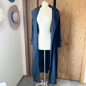 Burberry Navy Blue Wool Lined Trench Coat